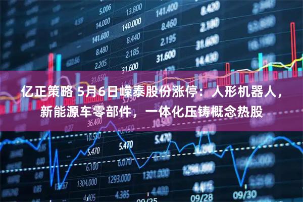 亿正策略 5月6日嵘泰股份涨停：人形机器人，新能源车零部件，一体化压铸概念热股