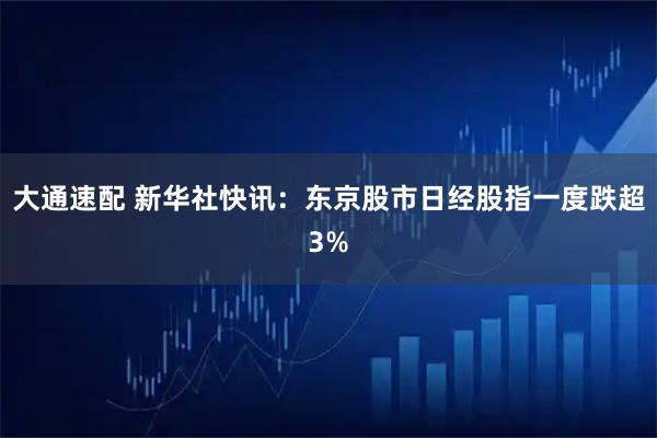 大通速配 新华社快讯：东京股市日经股指一度跌超3%